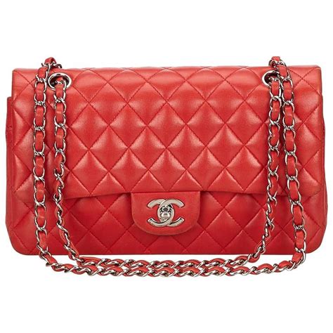 chanel classic medium double flap bag red